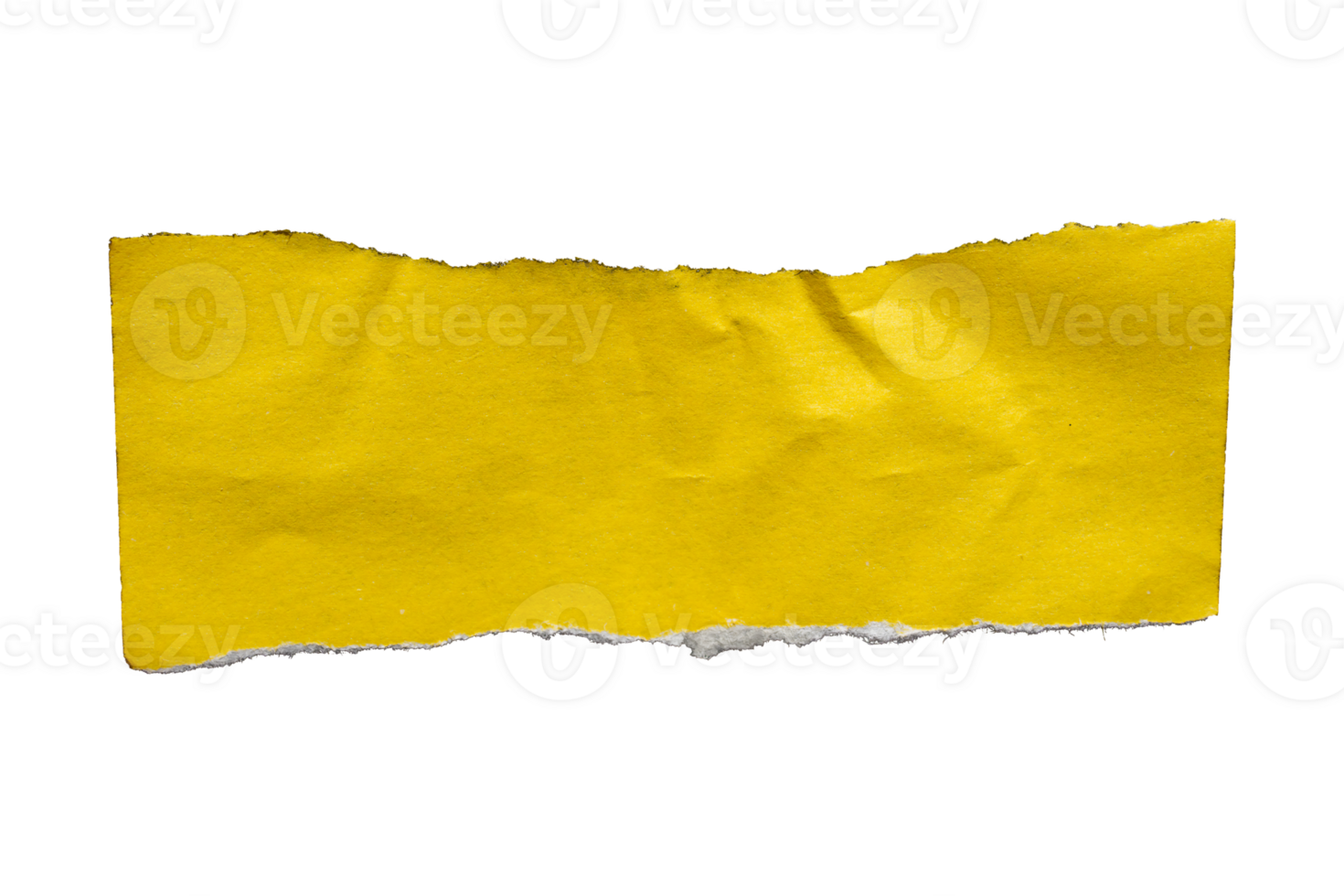 Single yellow ripped paper piece isolated on transparent background, paper edge design element png
