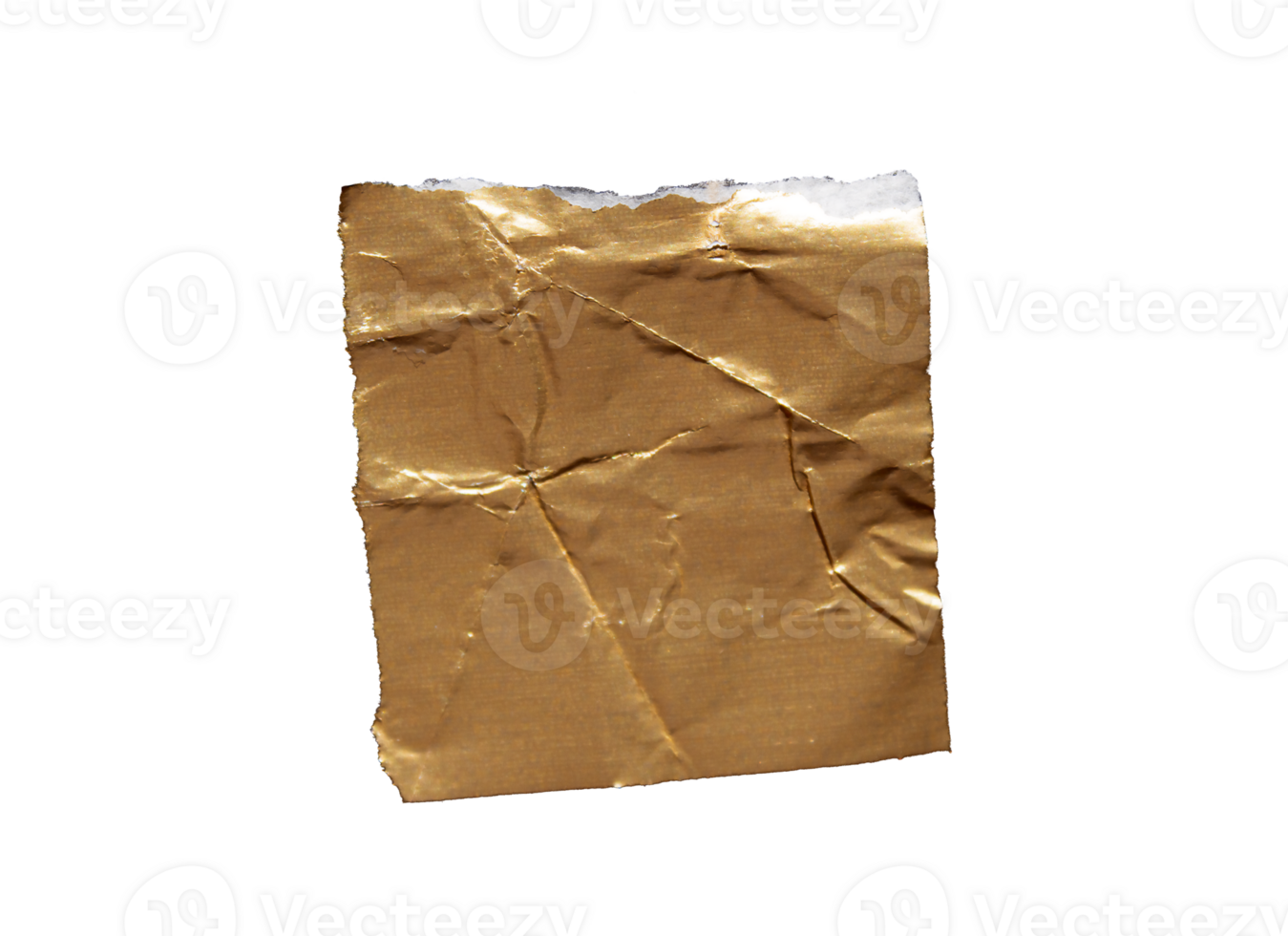 Single golden ripped paper piece isolated on transparent background, paper edge design element png