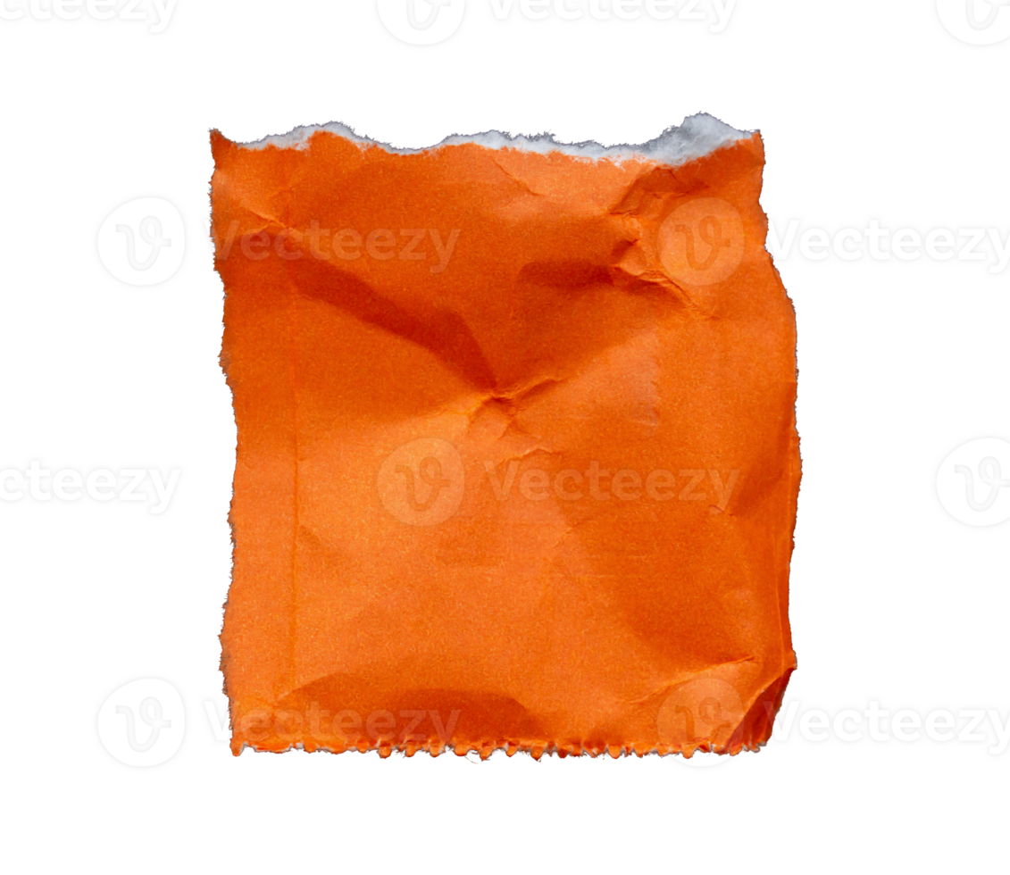 Orange ripped paper piece isolated on transparent background, paper edge design element png