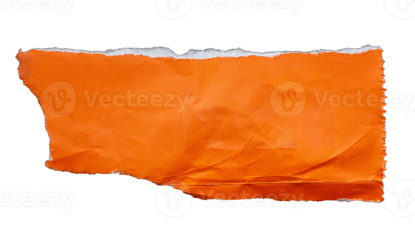 Orange ripped paper piece isolated on transparent background, paper edge design element png