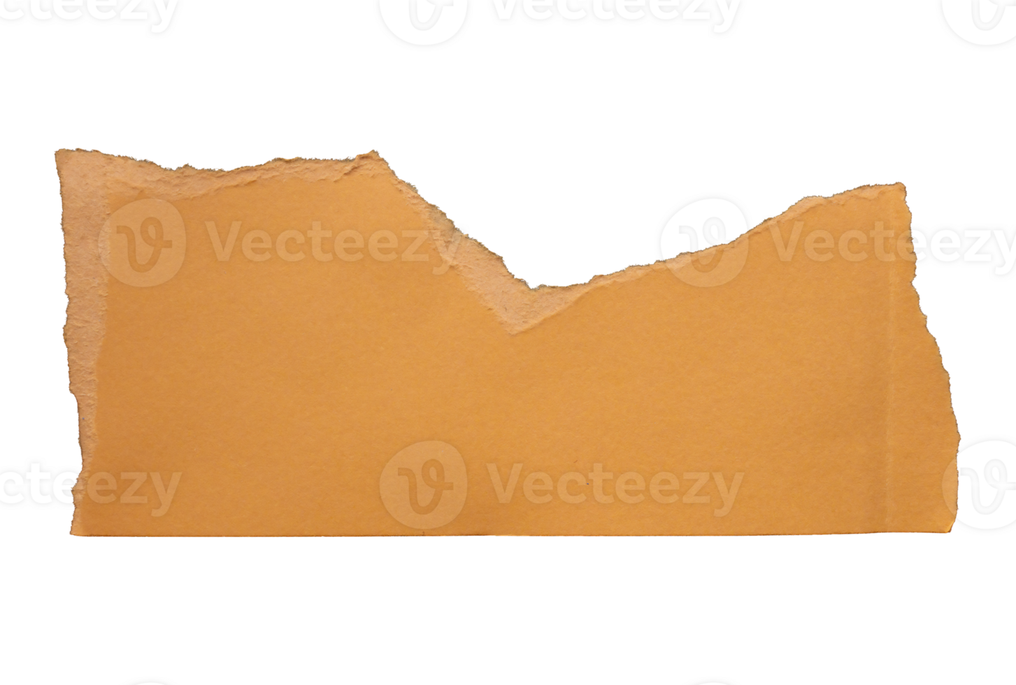 Orange ripped paper piece isolated on transparent background, paper edge design element png