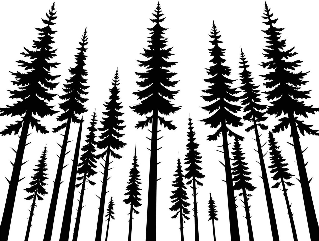 Pine Forests Tall Trees Silhouette vector