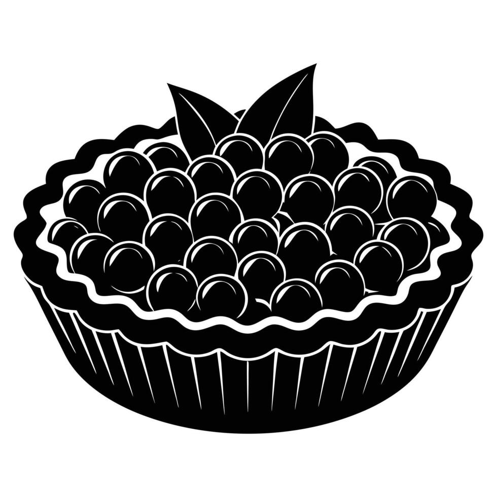 Tart Blueberry Fruits on a Bowl Silhouette vector
