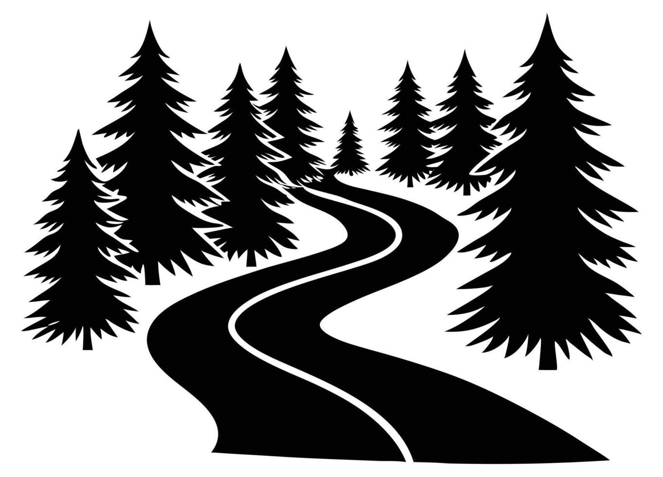 Forest Trails Winding Paths Silhouette vector