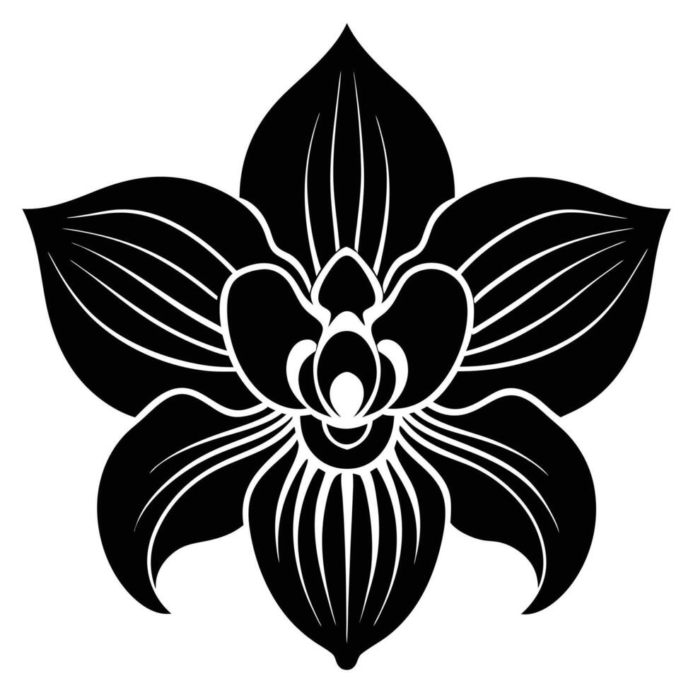 Orchid Flower Silhouette Art vector