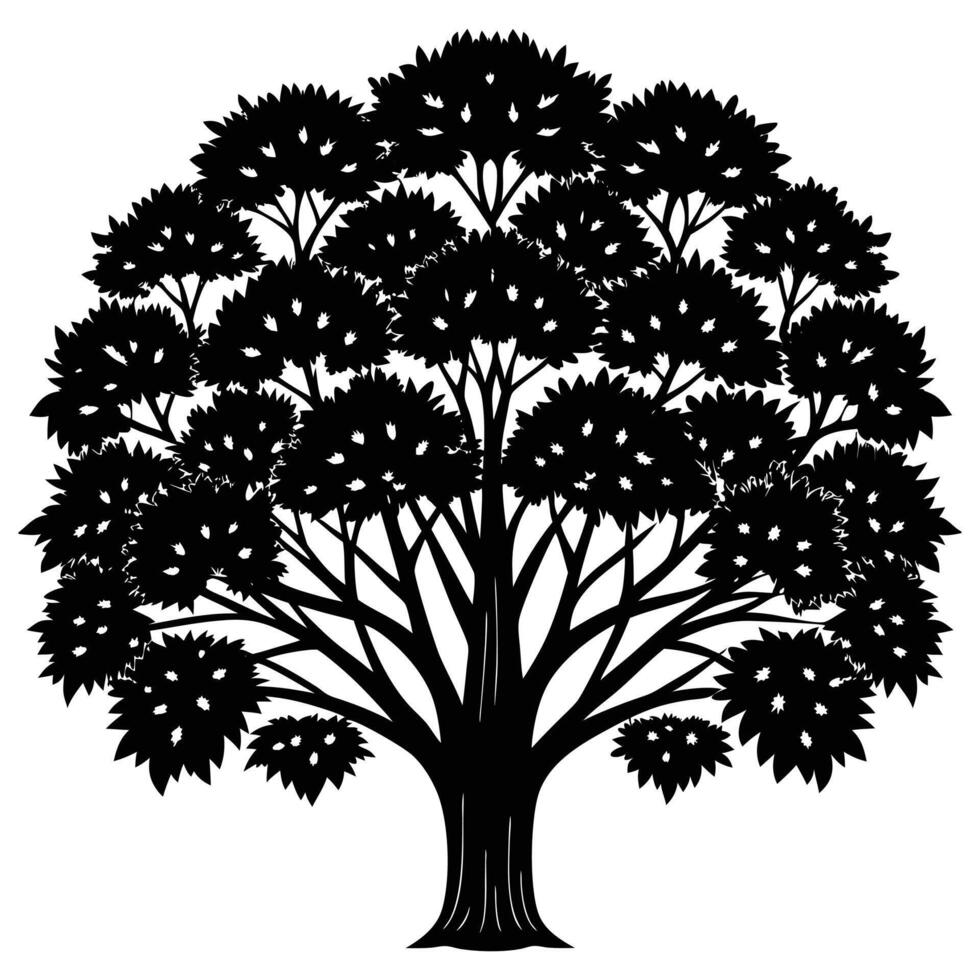 Dense Leafy Tree Tops Creating Natural Roof Silhouette vector