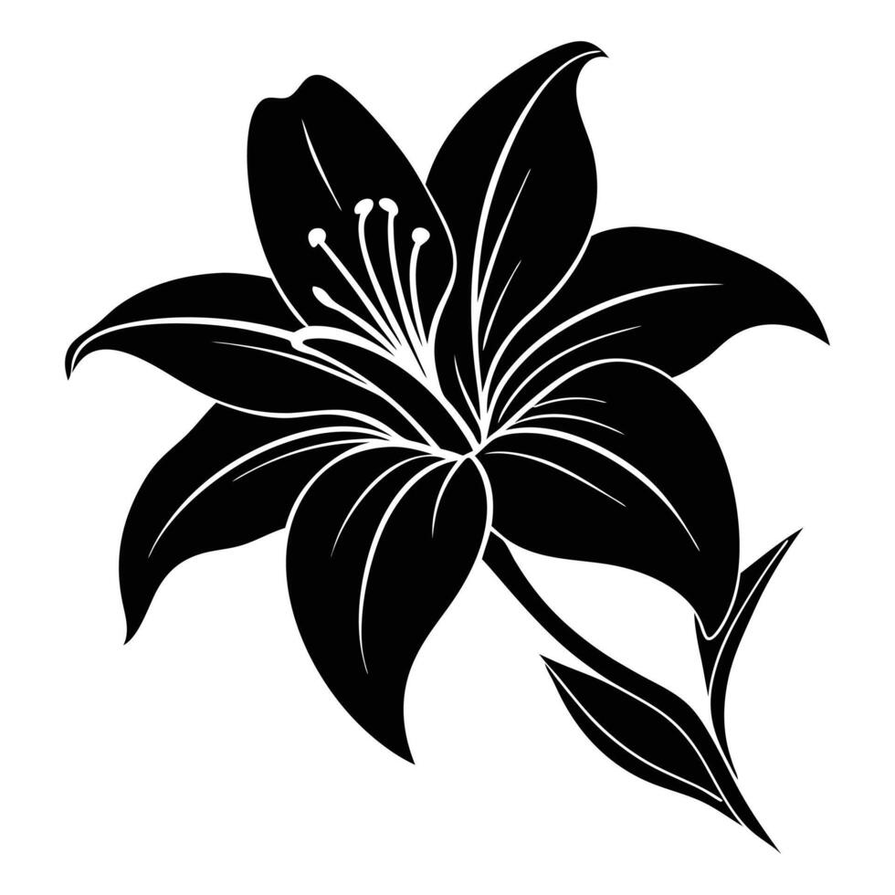 Lily Flower Silhouette in Elegant Design vector