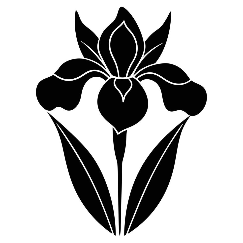 Graceful Iris Flower Silhouette Design vector