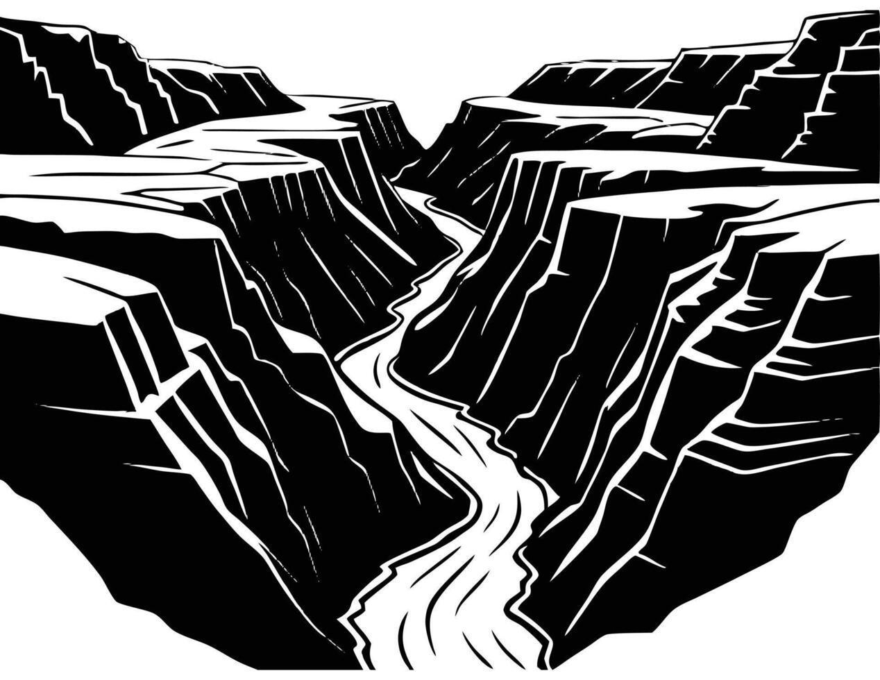 Canyon Depths Deep Carved Silhouette vector