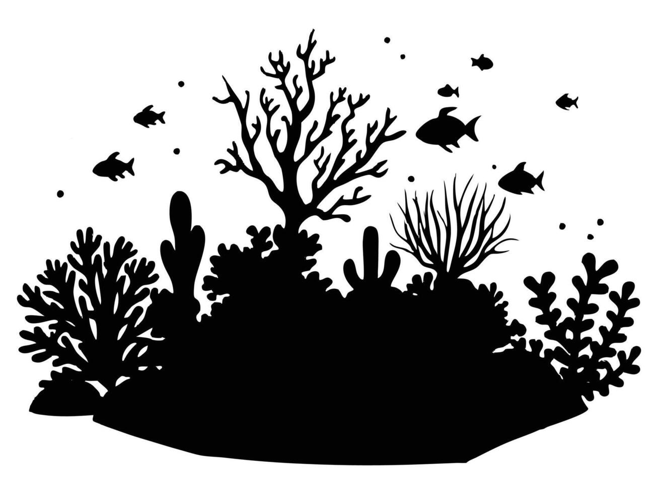 Coral Reefs Underwater Silhouettes vector