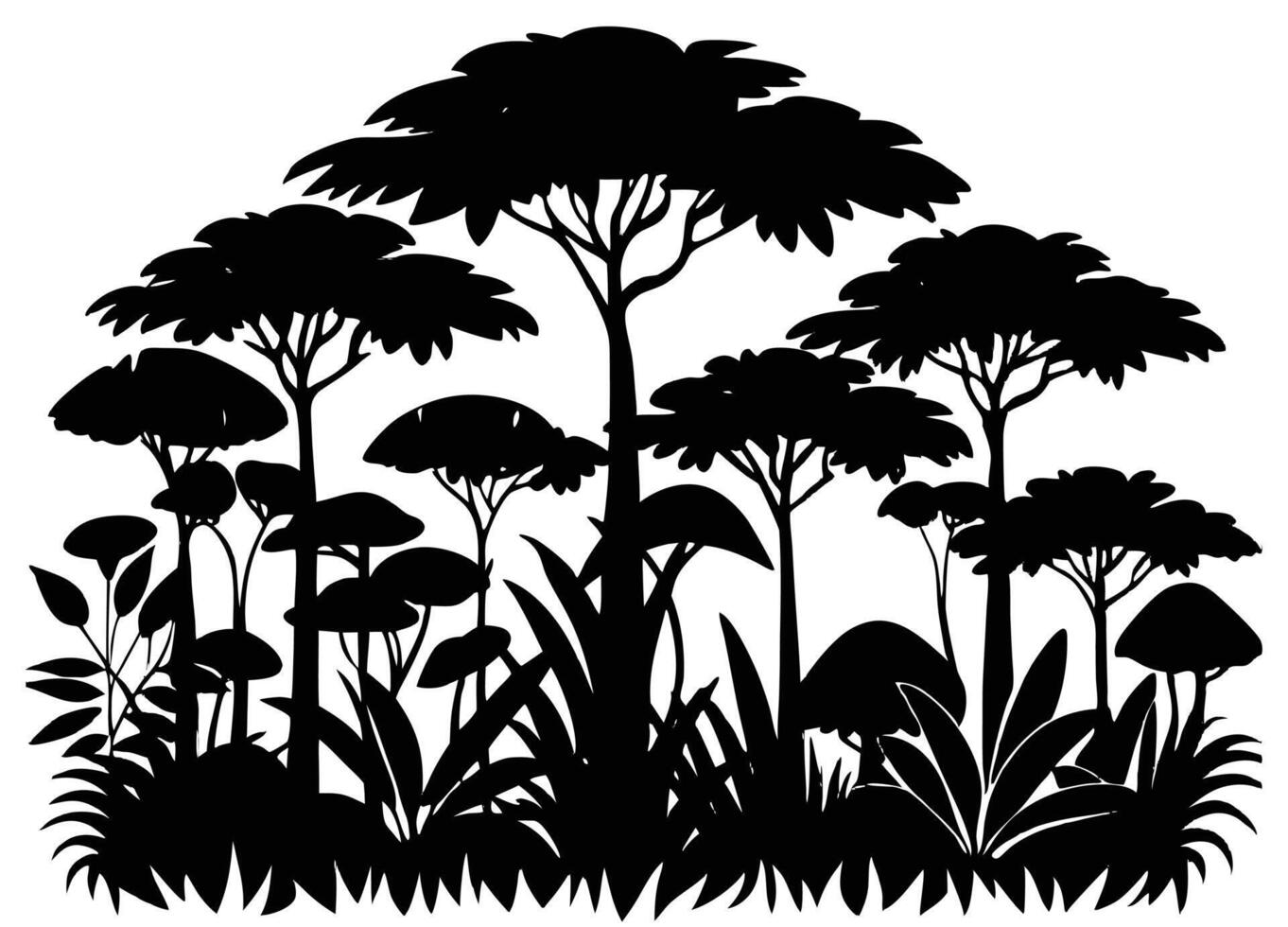 Forest Undergrowth Beneath Dense Forest Canopies vector