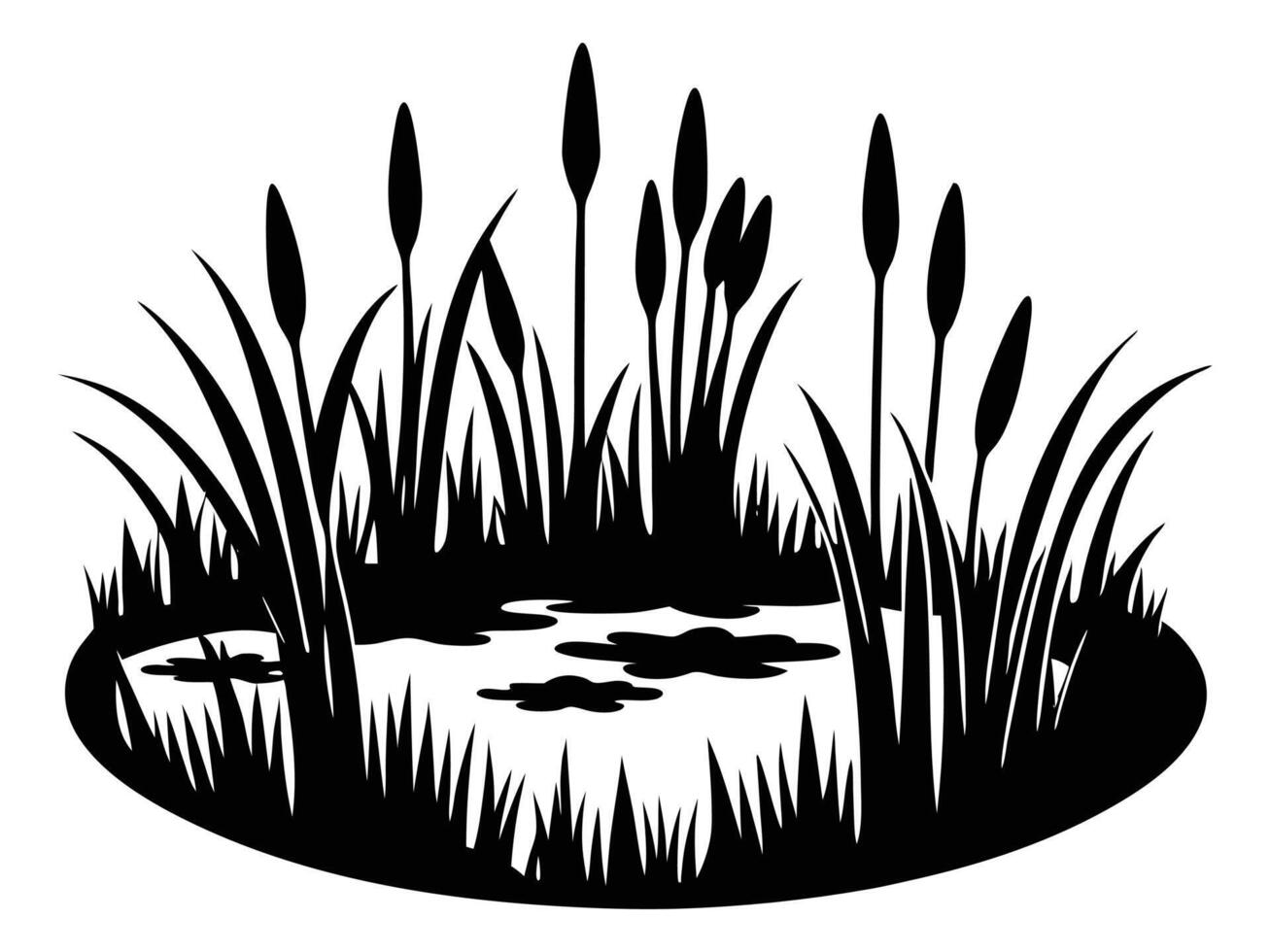 Wetlands Marshy Plants Silhouette vector