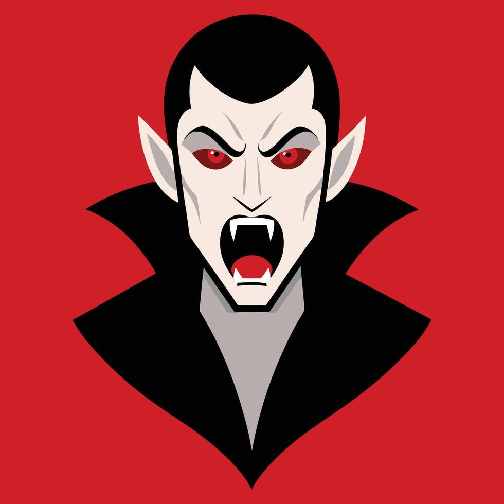 Vampire with Fangs Halloween Character Expression Red Horror Fang vector