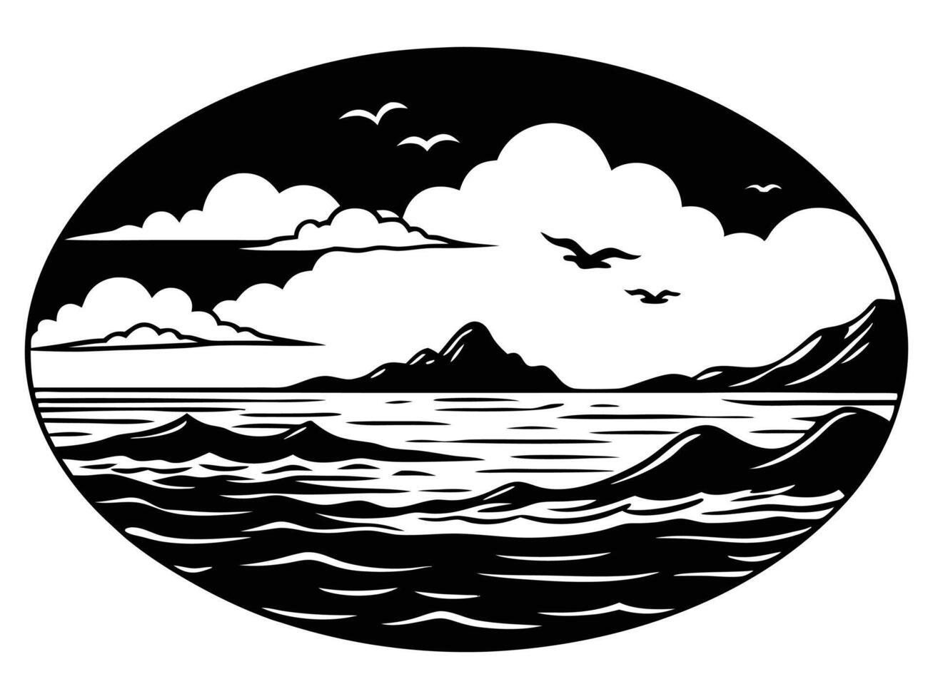 Seascapes Ocean Horizon Silhouette vector