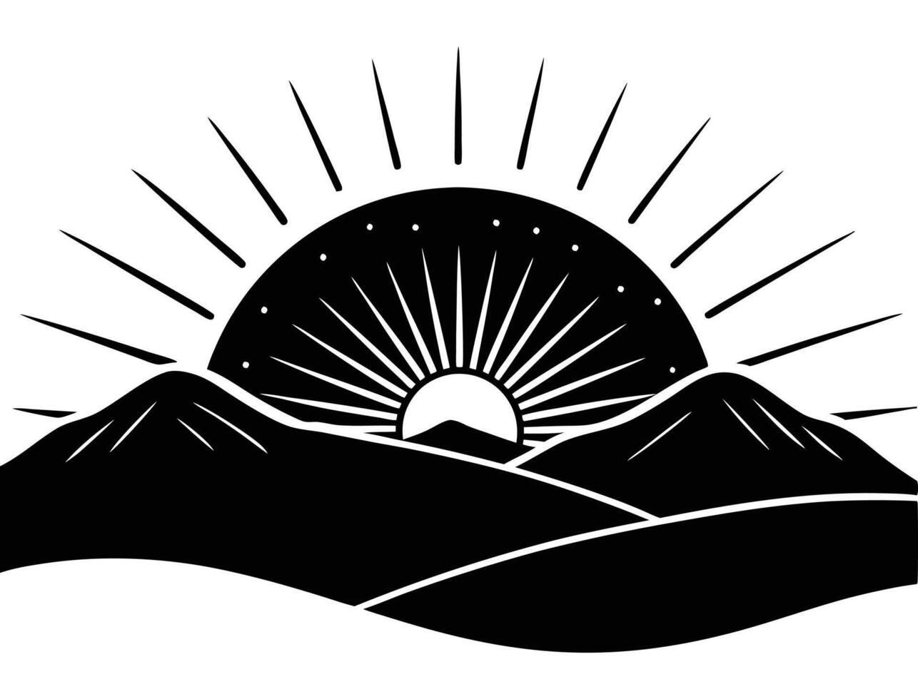 Sunrise Over Hills Dawn Silhouette vector