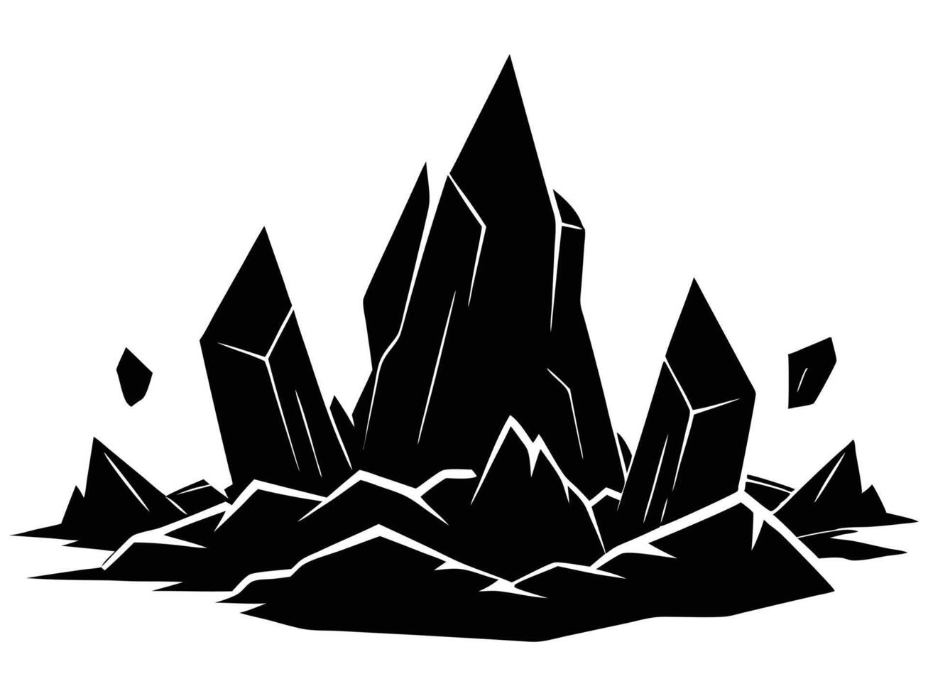 Rocky Outcrops Jagged Formations Silhouette vector