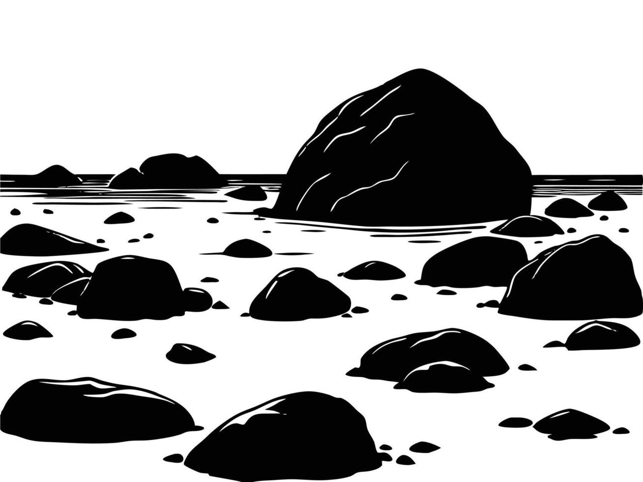 Coastal Rocks Shoreline Silhouette vector