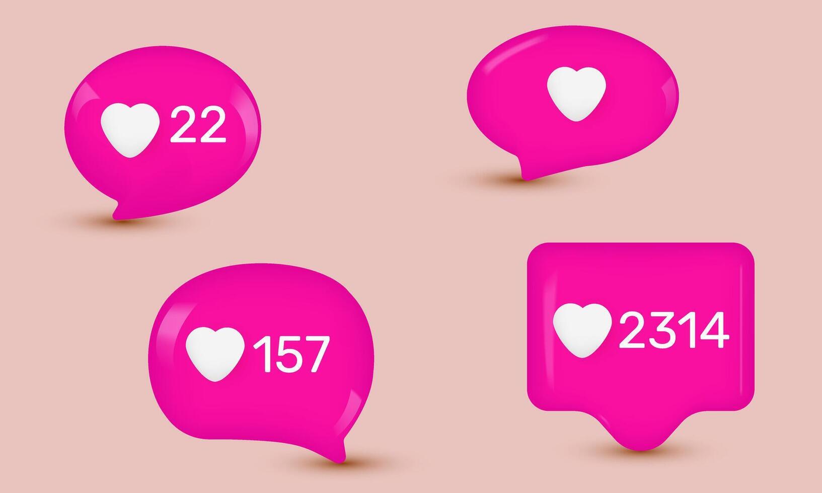 3d illustration realistic social media like icon comment new concept design vector
