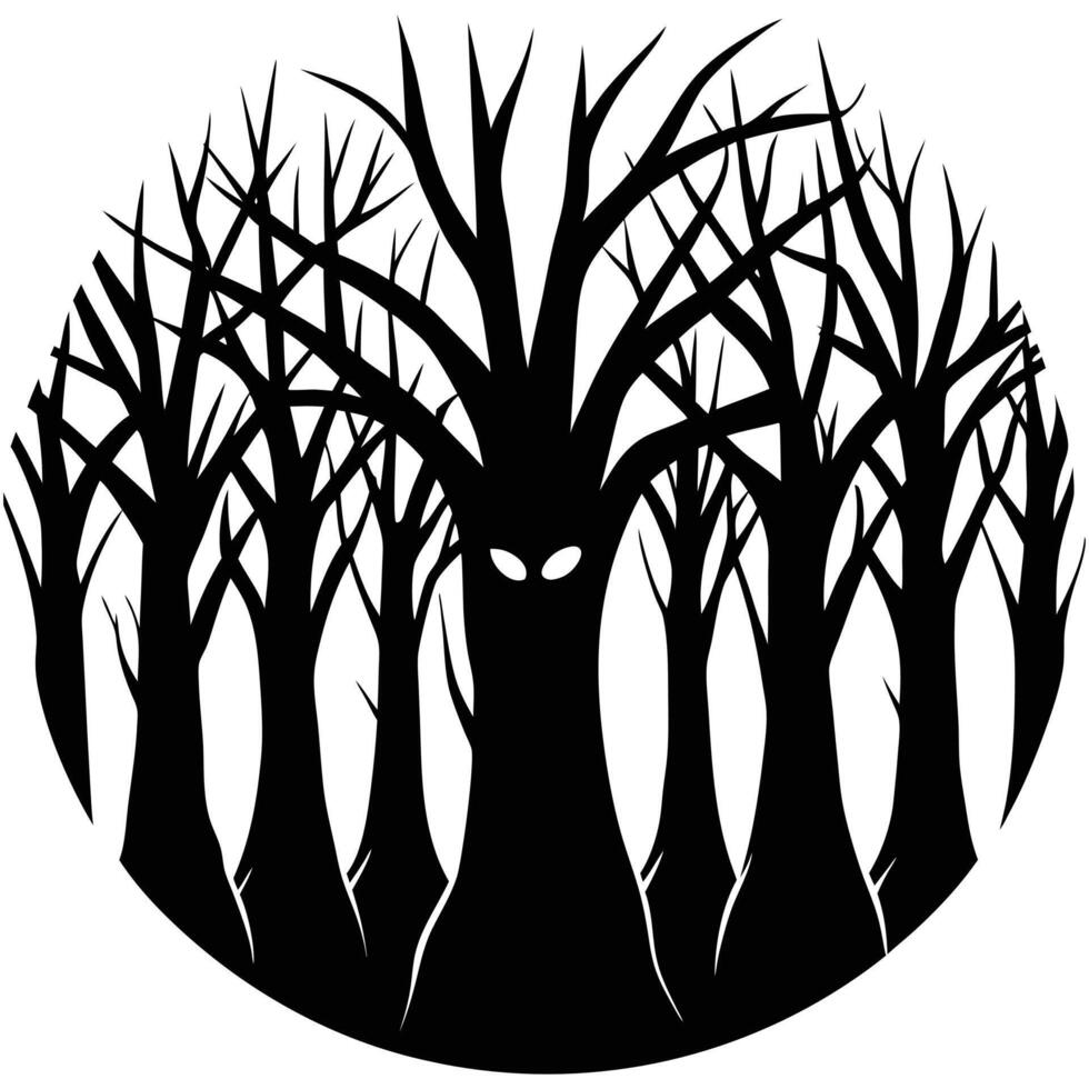 Haunted Forest Spooky Eyes Silhouette vector