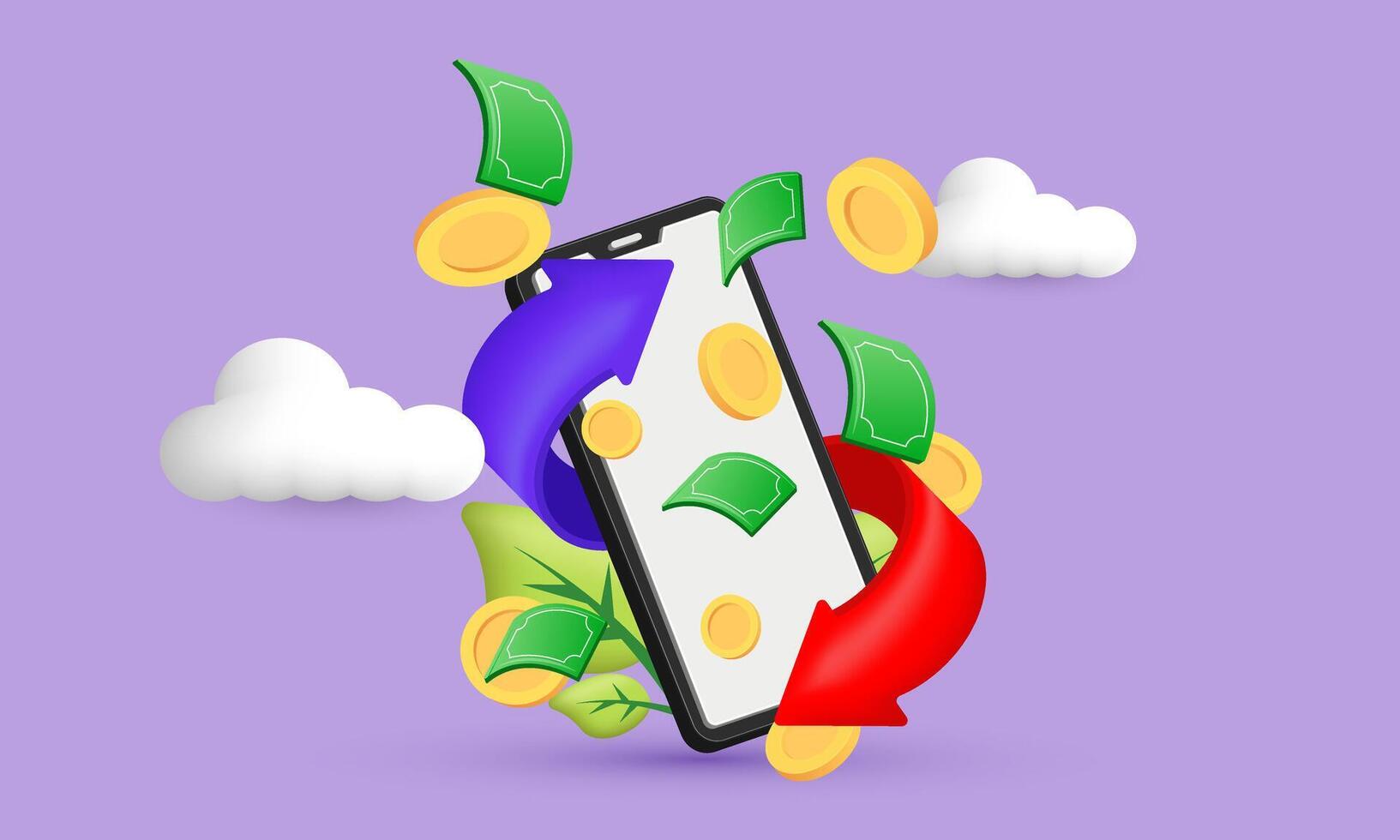 unique 3d realistic icon cashback money refund wallet new concept design vector