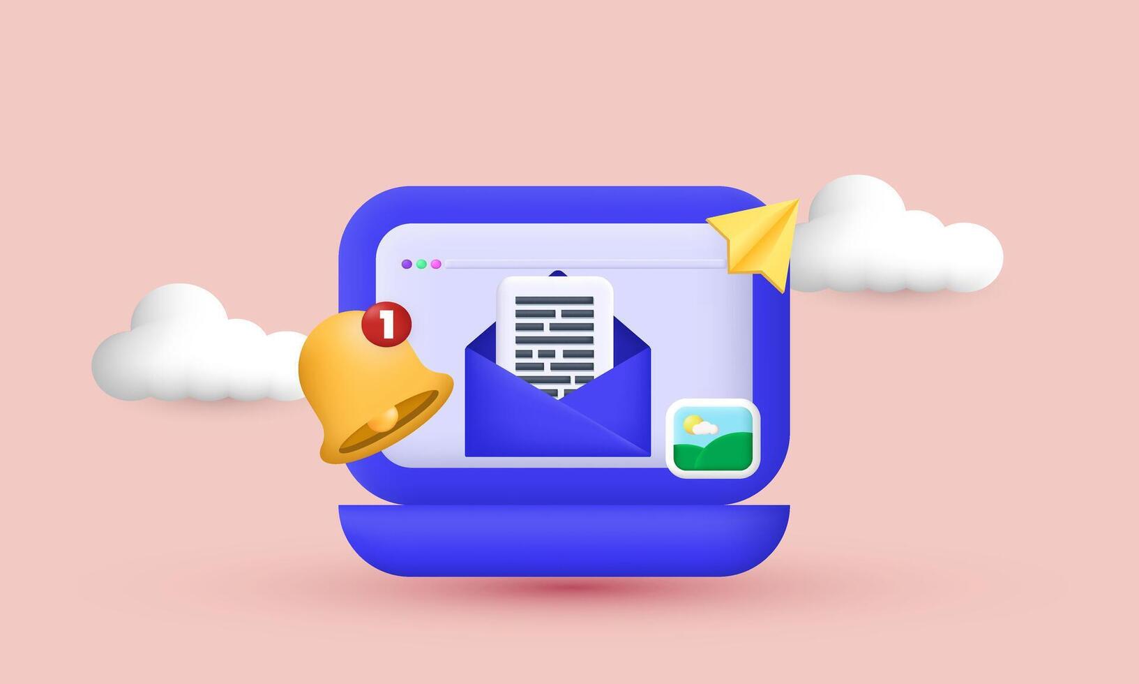 3d illustration realistic subscribe newsletter concept design vector