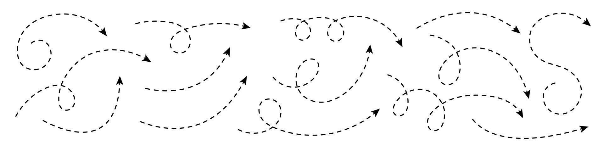Curved dotted arrow. Zigzag arrow stripes design with dotted lines. vector