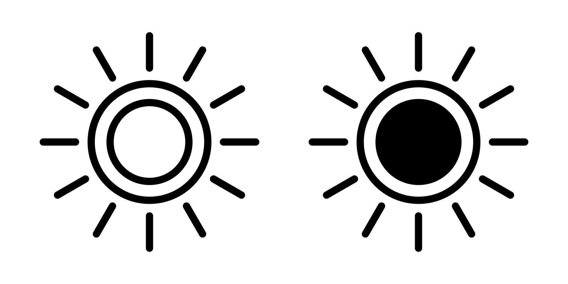 Sun icon, sun symbol isolated on white. vector