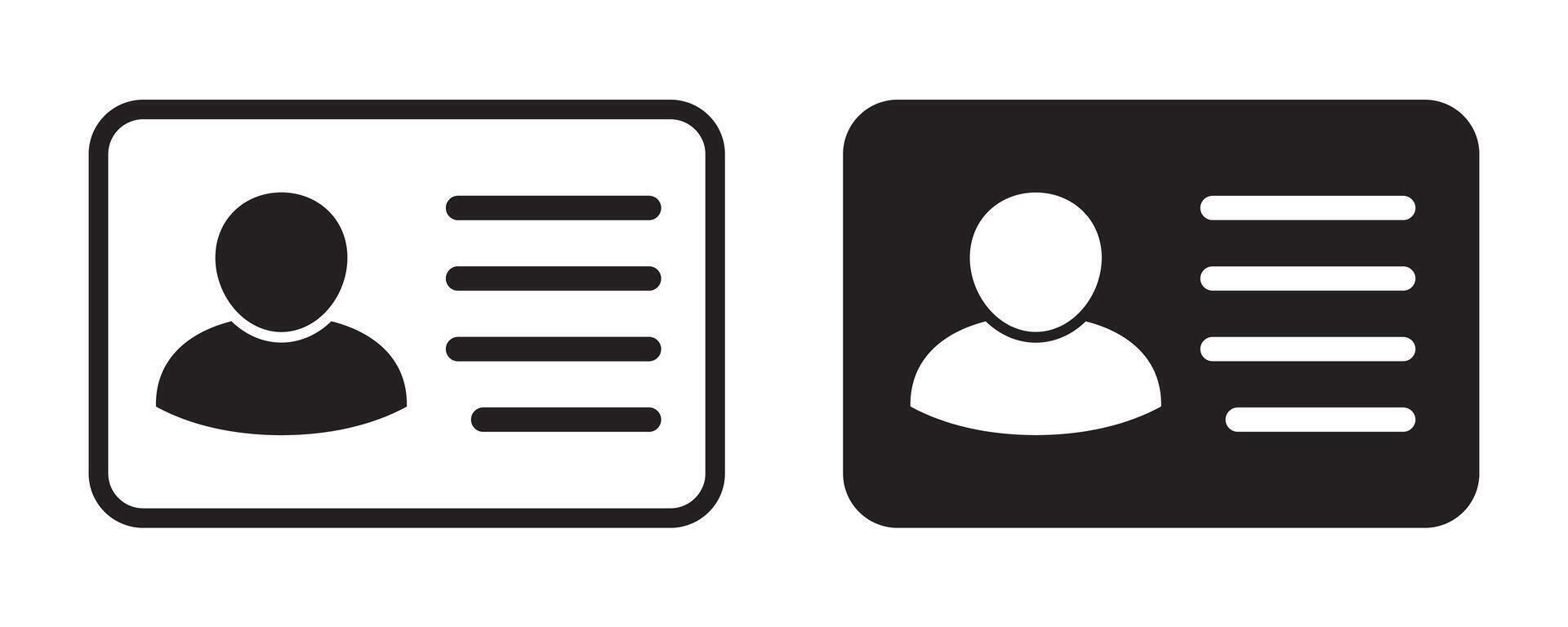 ID Card icon collection. Employee clerk card, driver license, Identification card, staff identification card symbol. Design for website and mobile app. vector