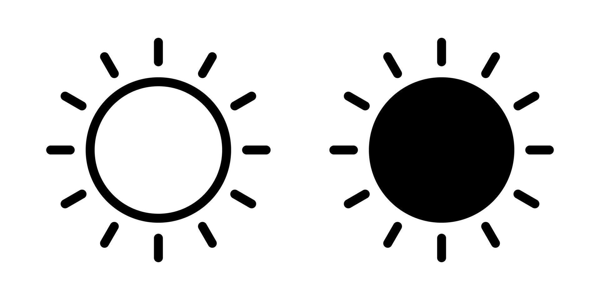 Sun icon, sun symbol isolated on white. vector