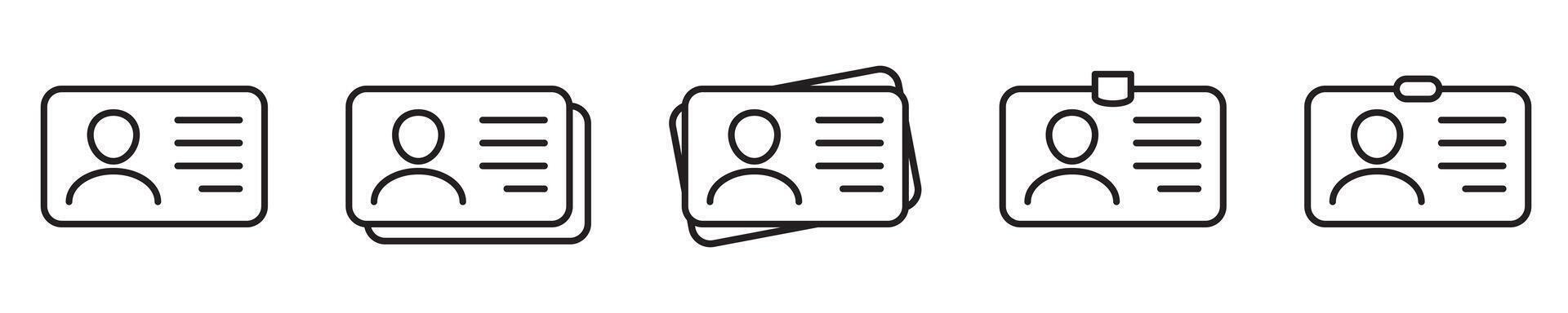ID Card icon collection. Employee clerk card, driver license, Identification card, staff identification card symbol. Design for website and mobile app. vector