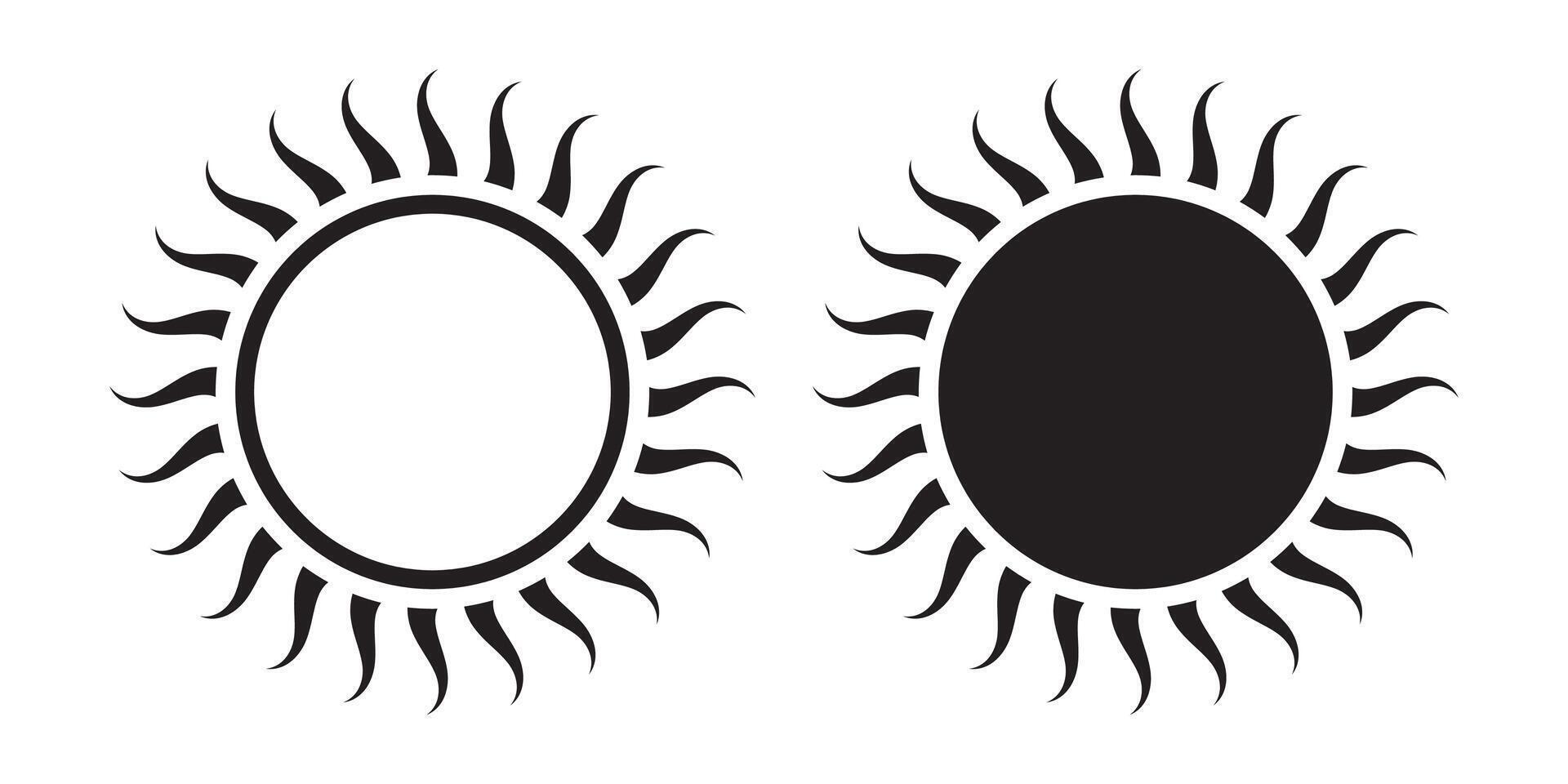 Sun icon, sun symbol isolated on white. vector