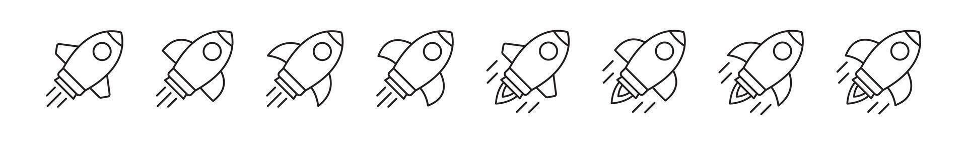 Rocket icon. Simple outline rocket sign. Rocket launched icon. vector