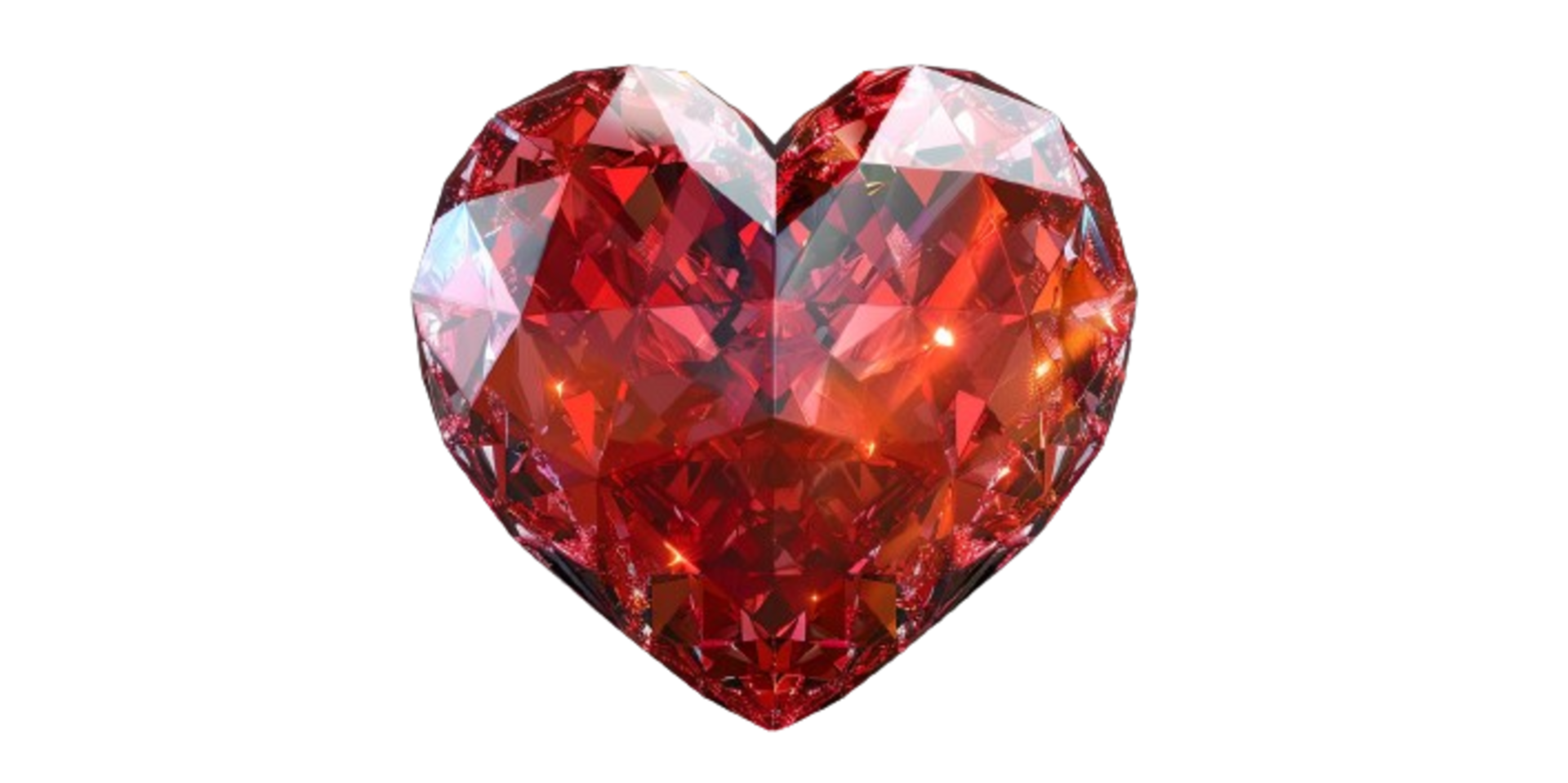 Red heart shaped diamond Isolated on transparent background png