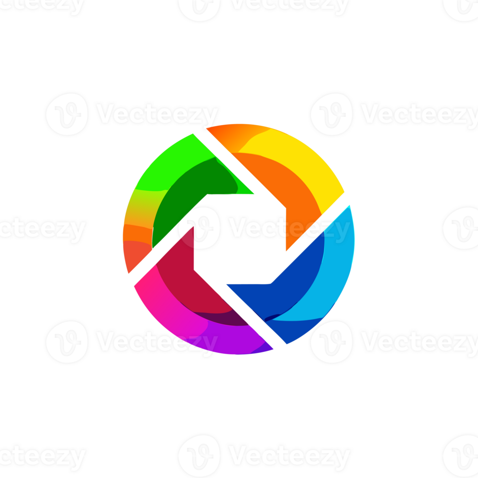 A rainbow stylized camera icon composed of geometric shapes png