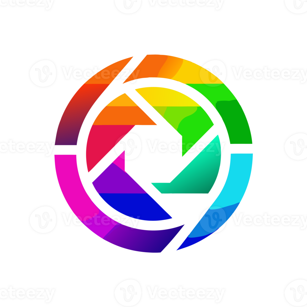 A rainbow stylized camera icon composed of geometric shapes png
