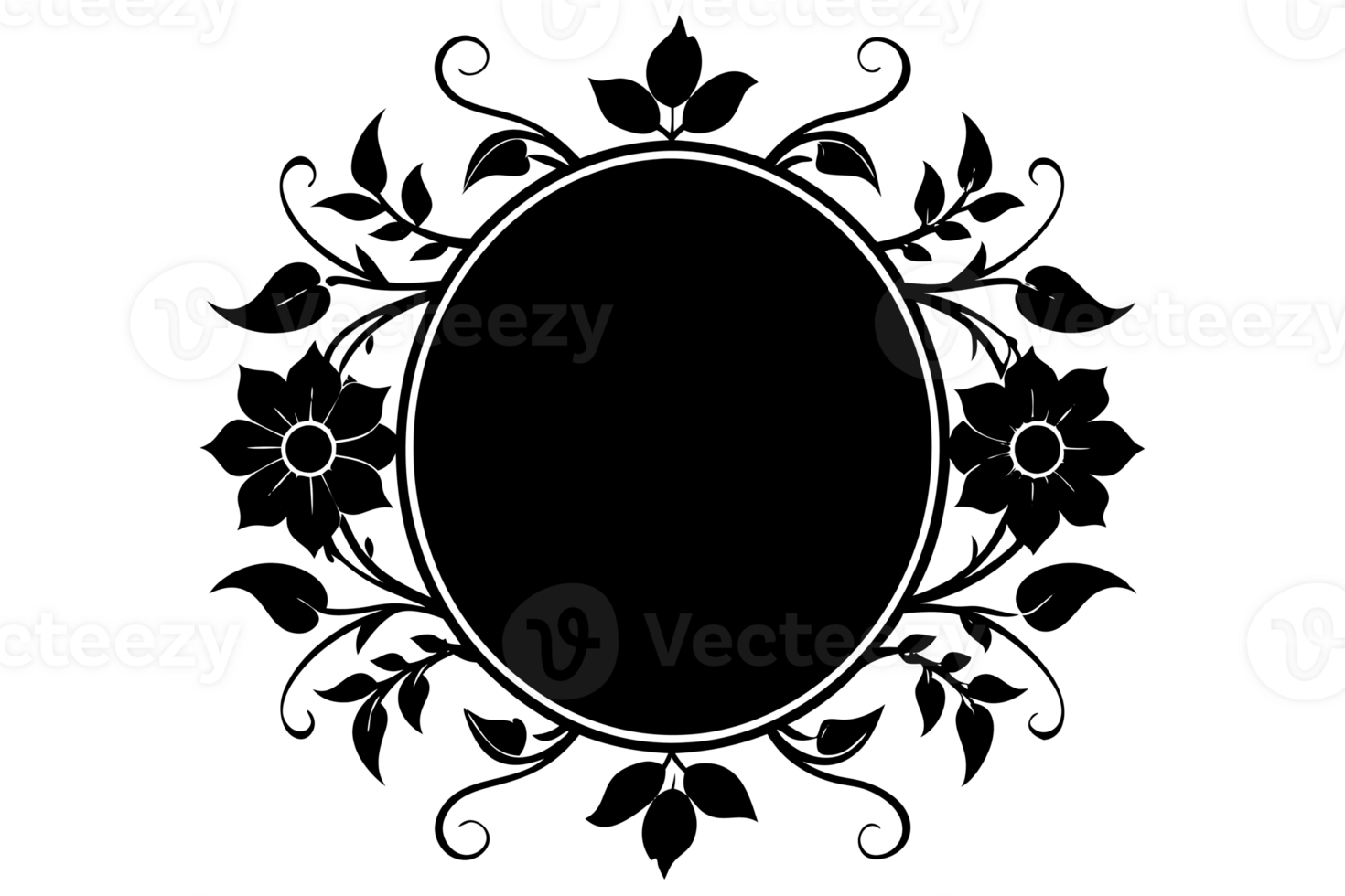 circular design with floral and leafy patterns radiates symmetrically png