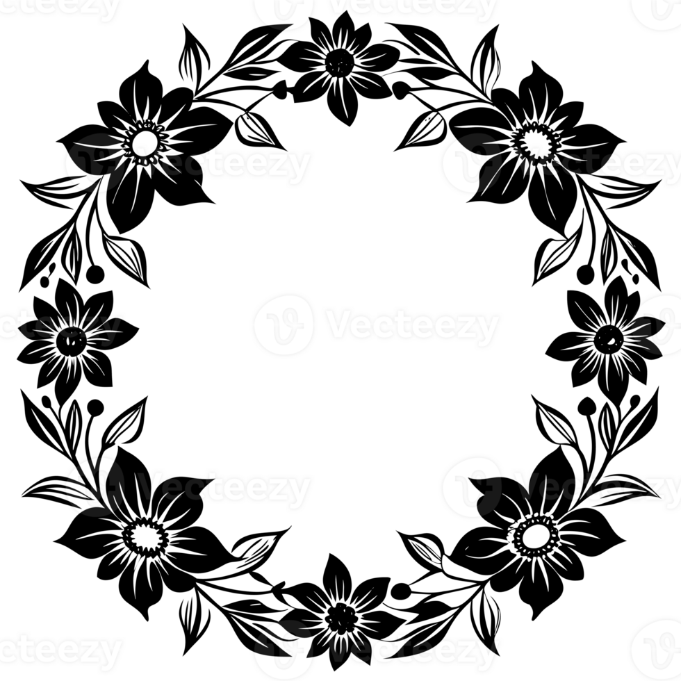 circular design with floral and leafy patterns radiates symmetrically png