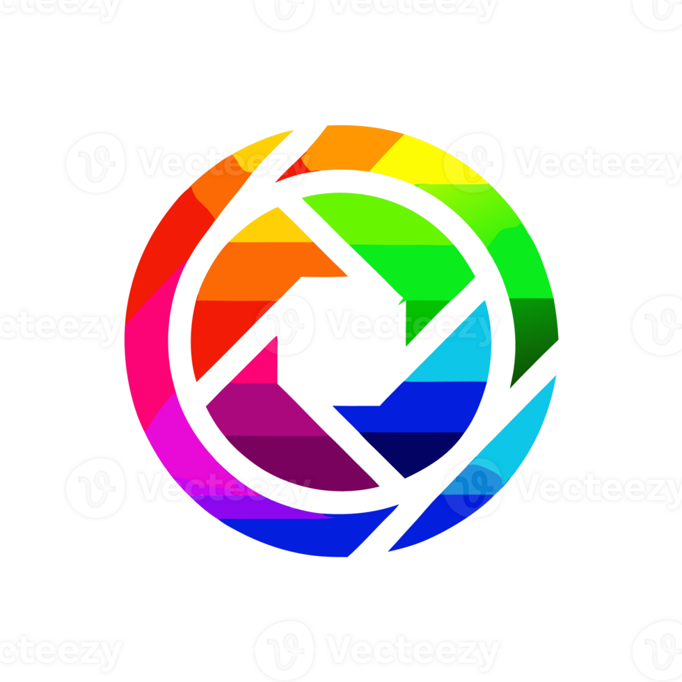A rainbow stylized camera icon composed of geometric shapes png