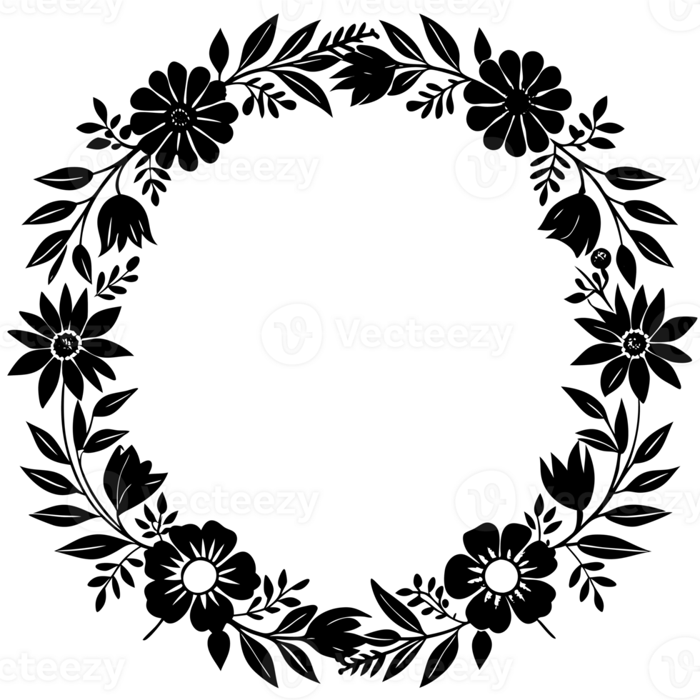 circular design with floral and leafy patterns radiates symmetrically png