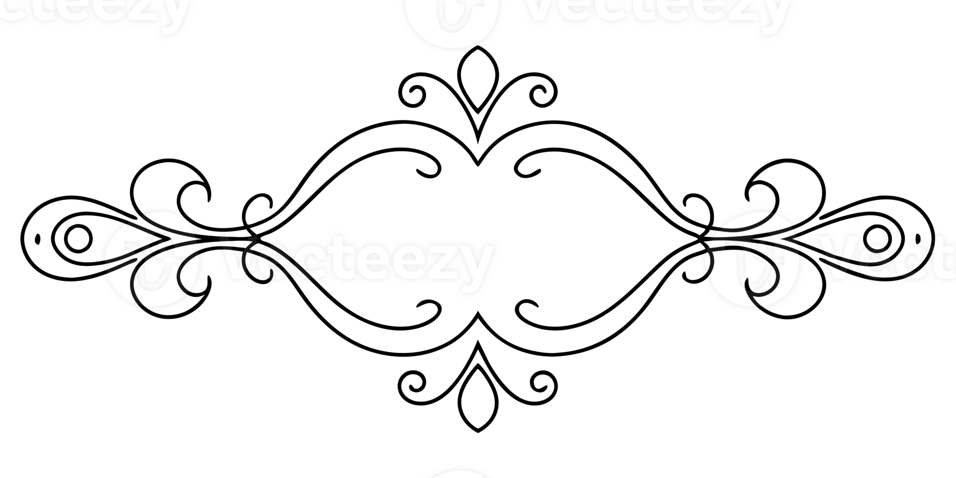 graphic with a black elegant plant ornament on an isolated background png