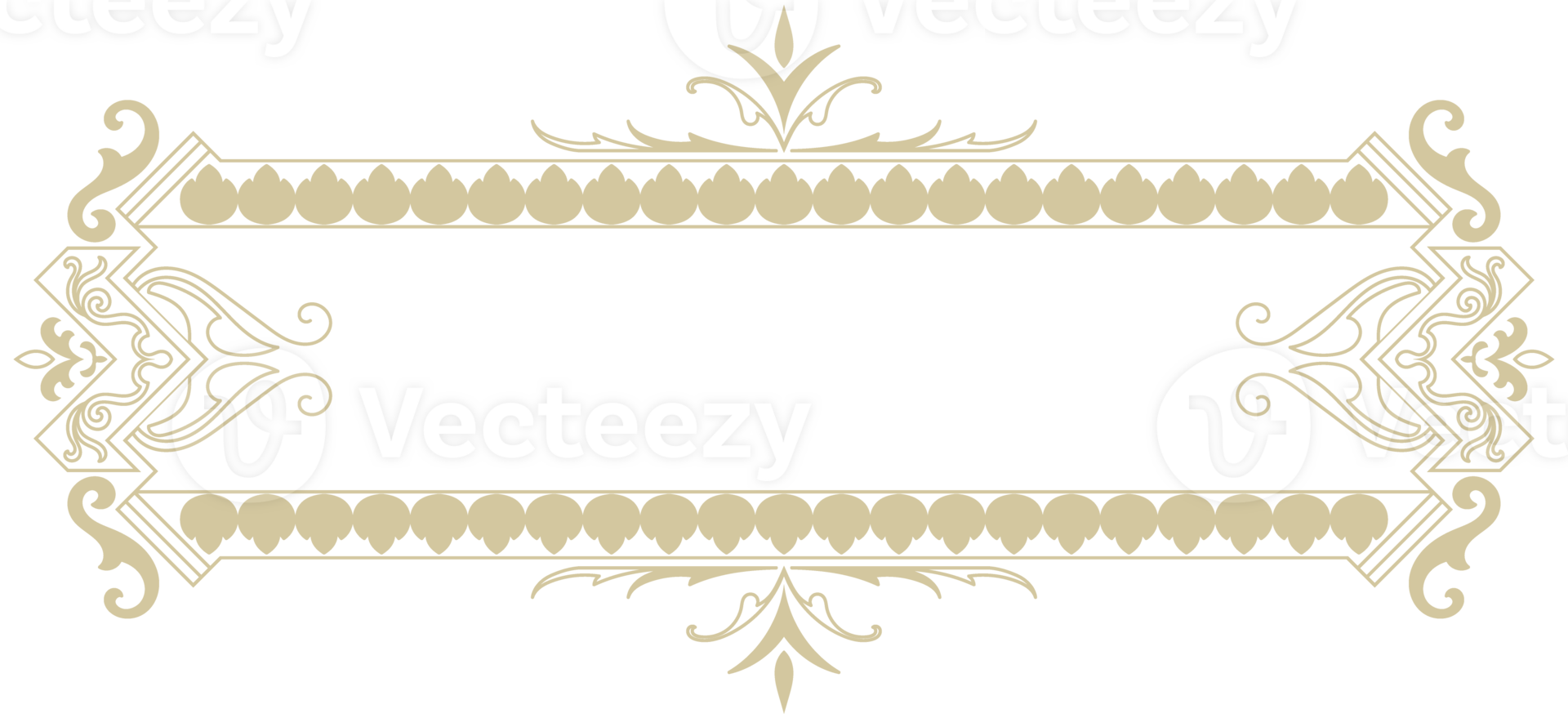 golden vintage frame Abstract pattern message frame The edge of the carpet is an empty space for an elegant message. png