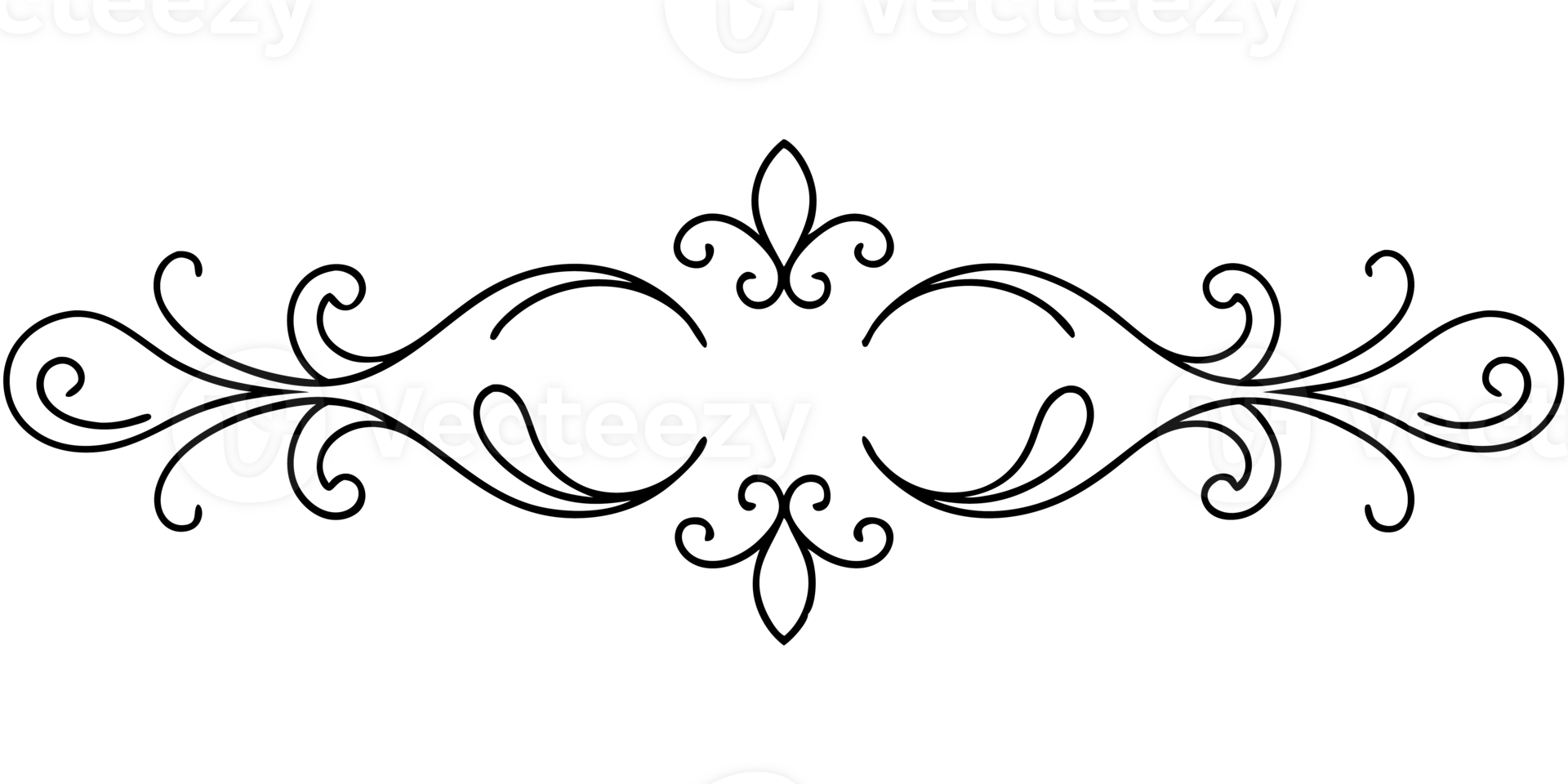 graphic with a black elegant plant ornament on an isolated background png