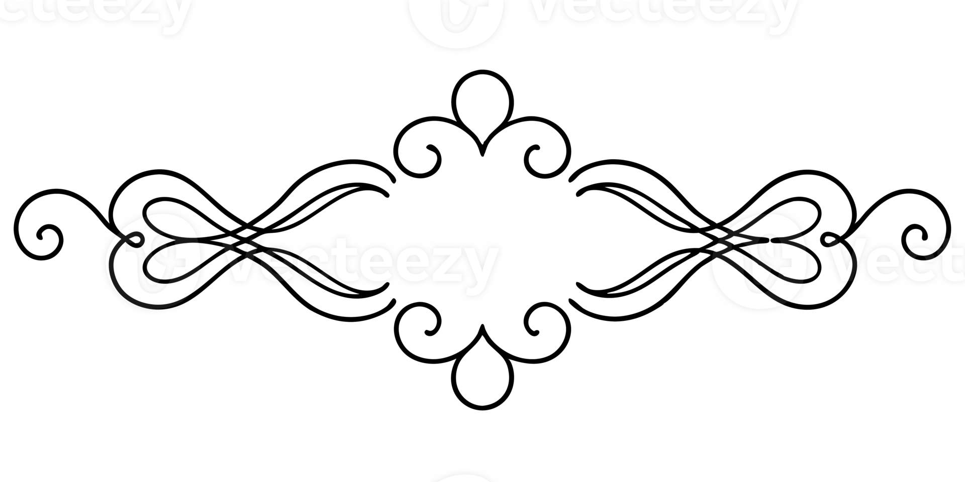 graphic with a black elegant plant ornament on an isolated background png