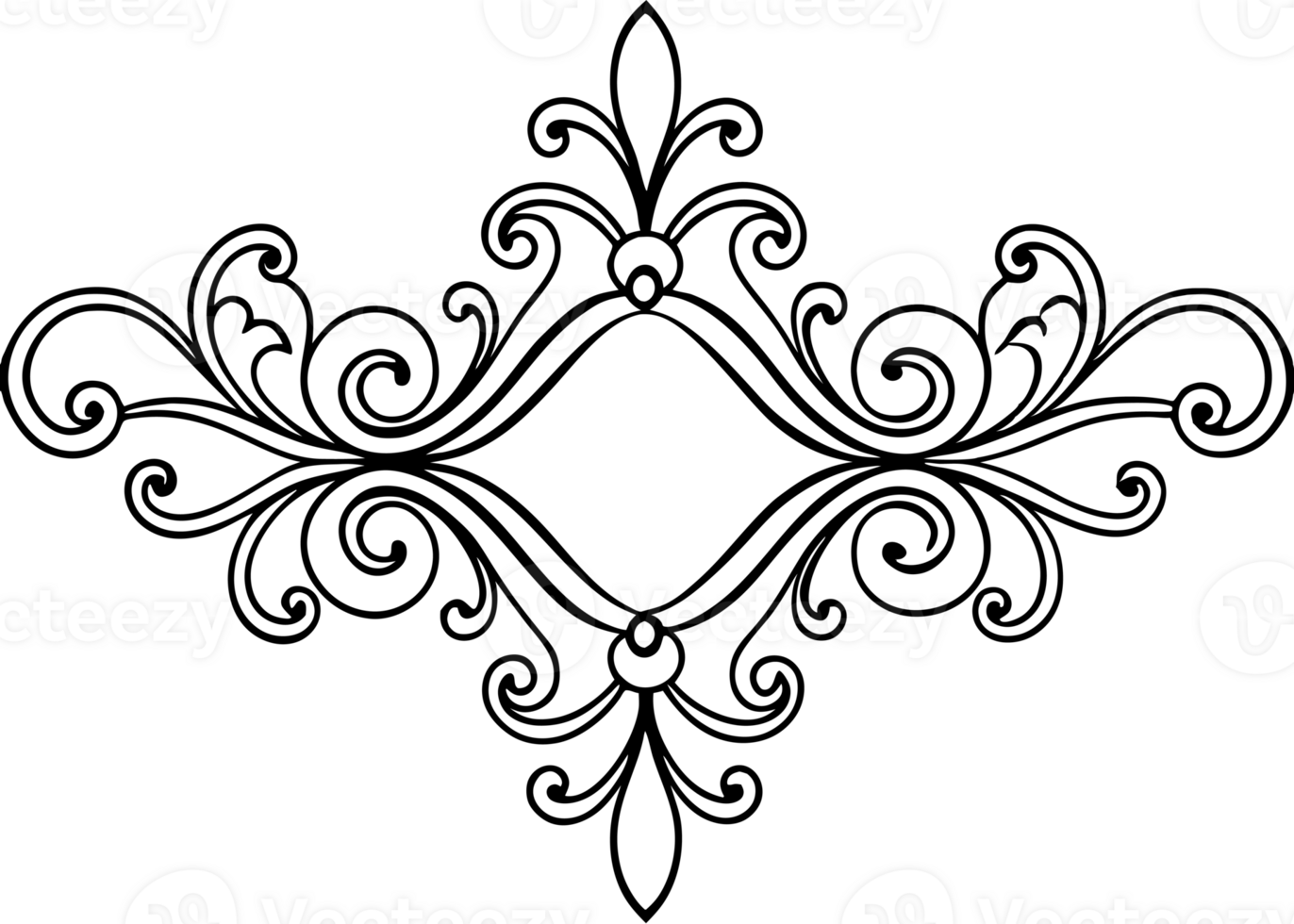 graphic with a black elegant plant ornament on an isolated background png