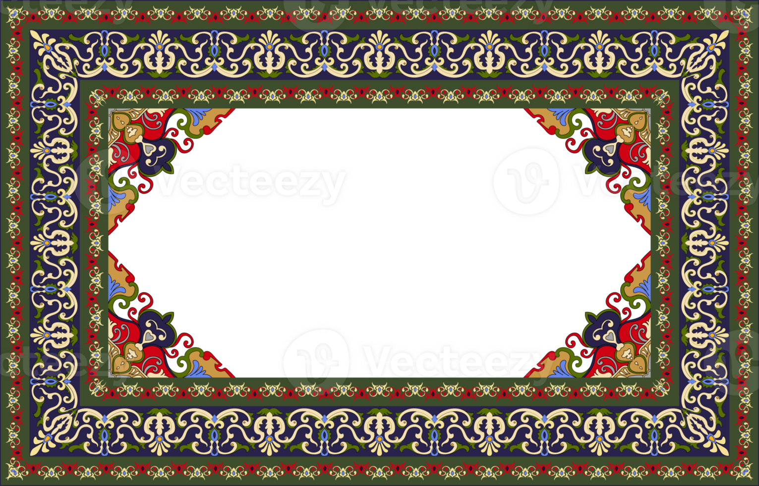 Frames and corners of ethnic abstract rugs Free space for design work png