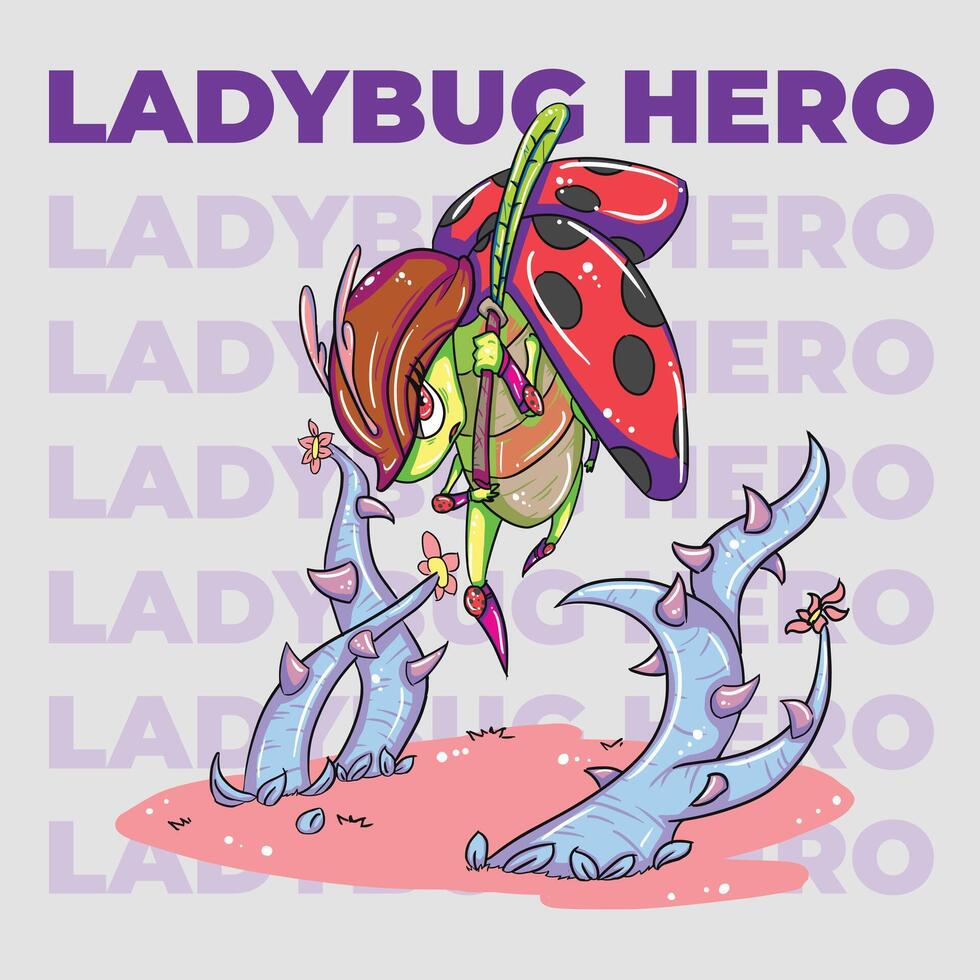 Ladybug Hero Character Design vector