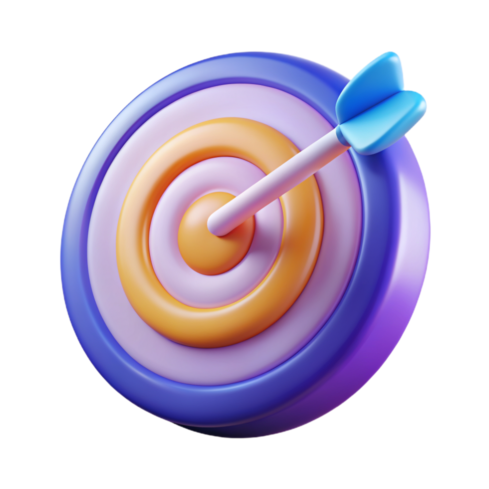 3D target icon or target symbol with arrow png