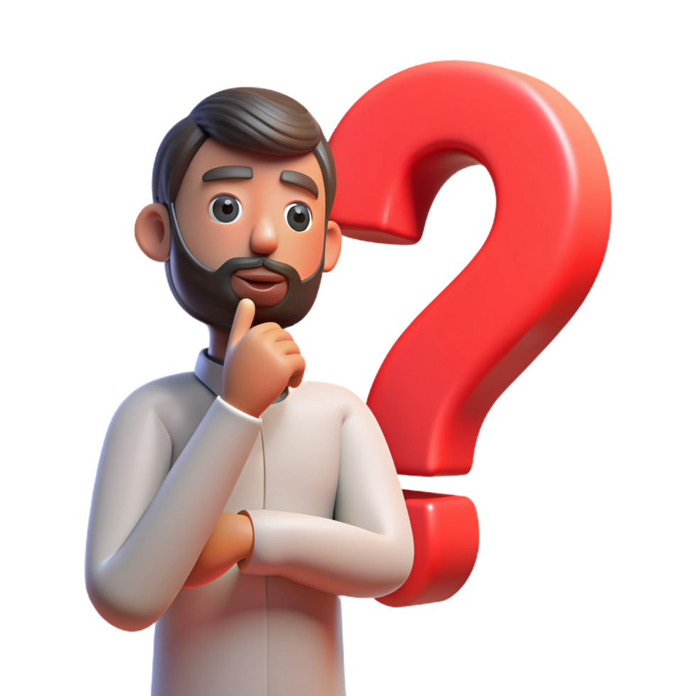 A man thinking about a question 3D photo png