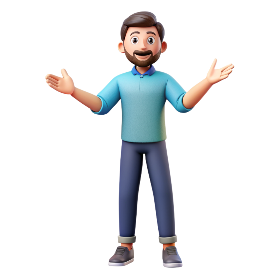 A exciting happy man 3D photo png