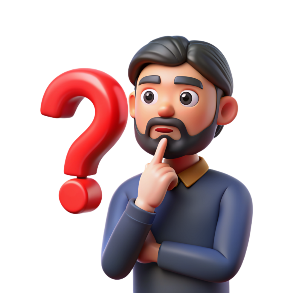 A man thinking about a question 3D photo png